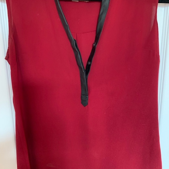 Banana Republic Dark Red V-Neck Tank w/ Black Trim - Picture 3 of 5